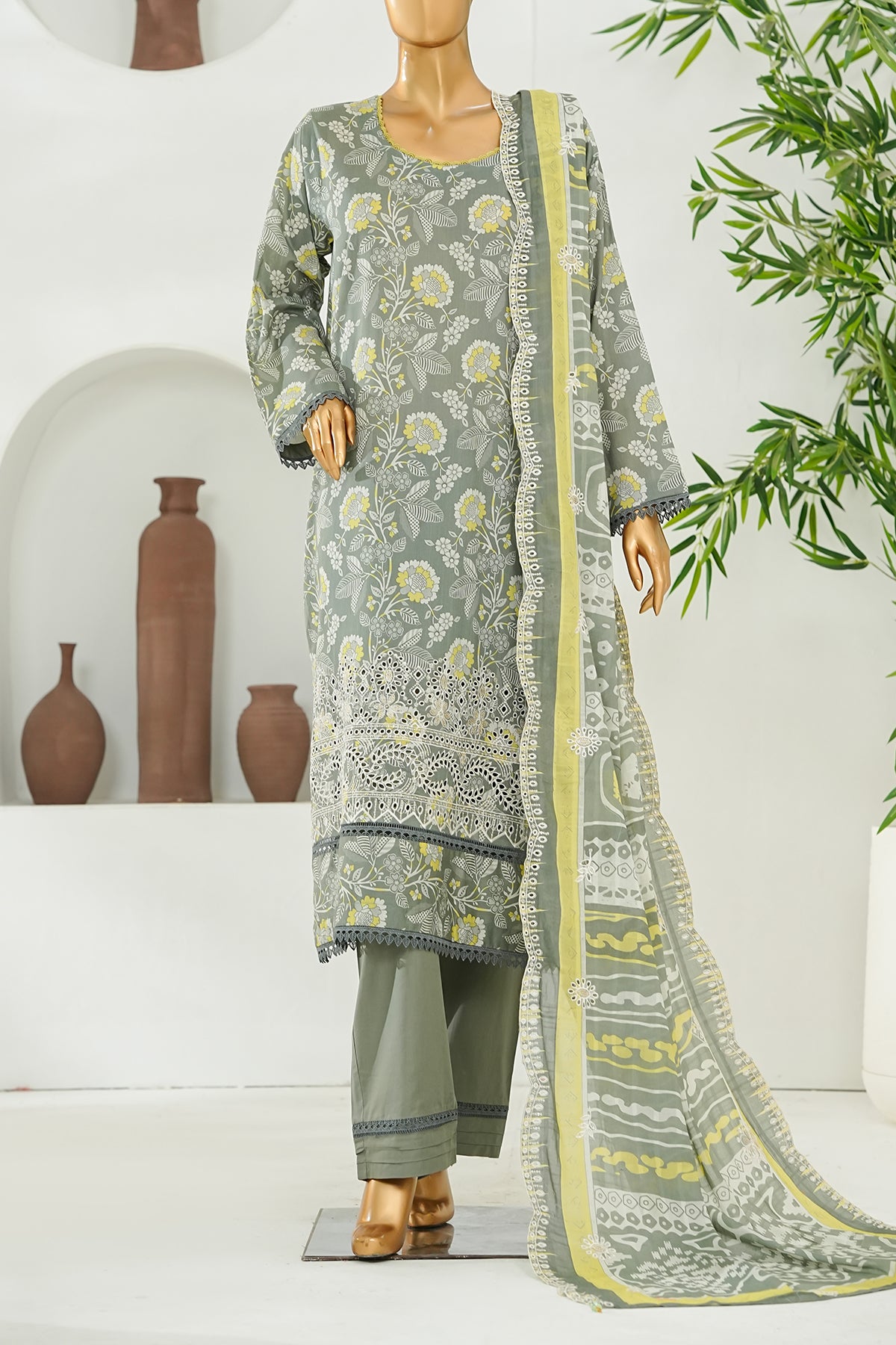 Printed & Embroidered Lawn 3-Pc Suit