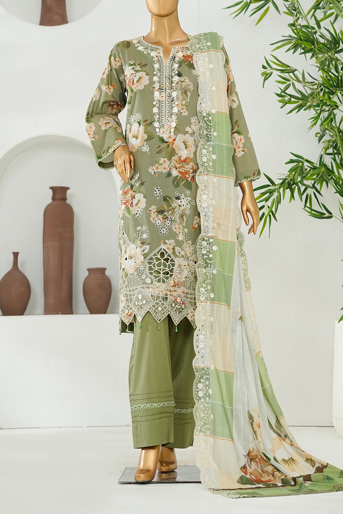 Printed & Embroidered Lawn 3-Pc Suit