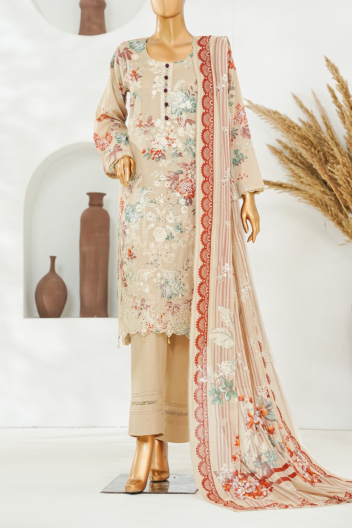 Printed & Embroidered Lawn 3-Pc Suit
