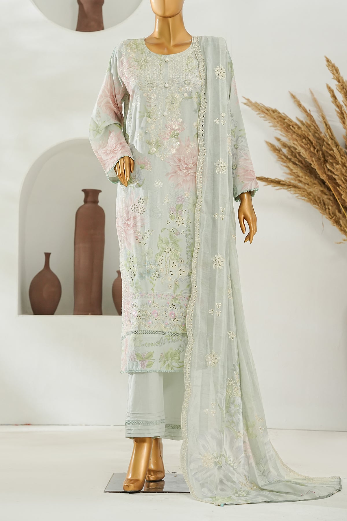 Printed & Embroidered Lawn 3-Pc Suit