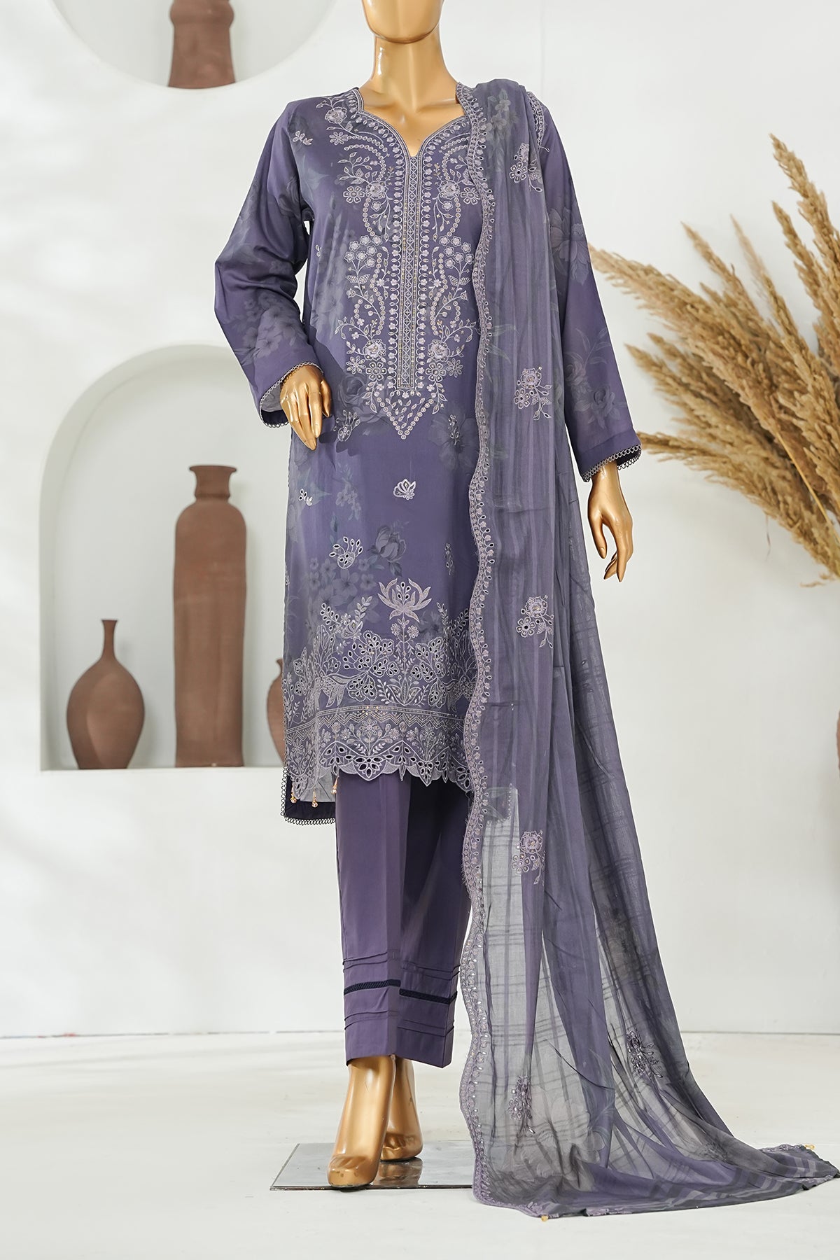 Printed & Embroidered Lawn 3-Pc Suit