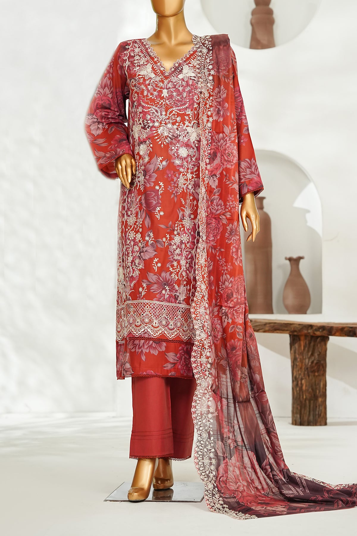 Printed & Embroidered Lawn 3-Pc Suit