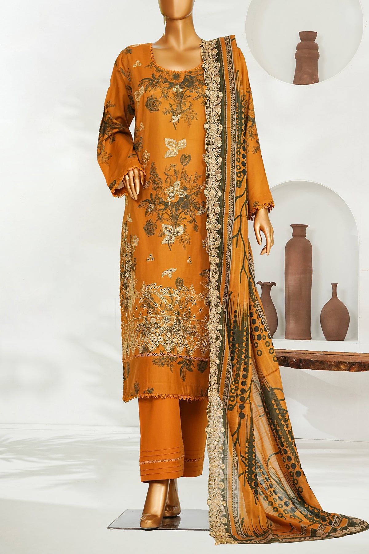 Printed & Embroidered Lawn 3-Pc Suit