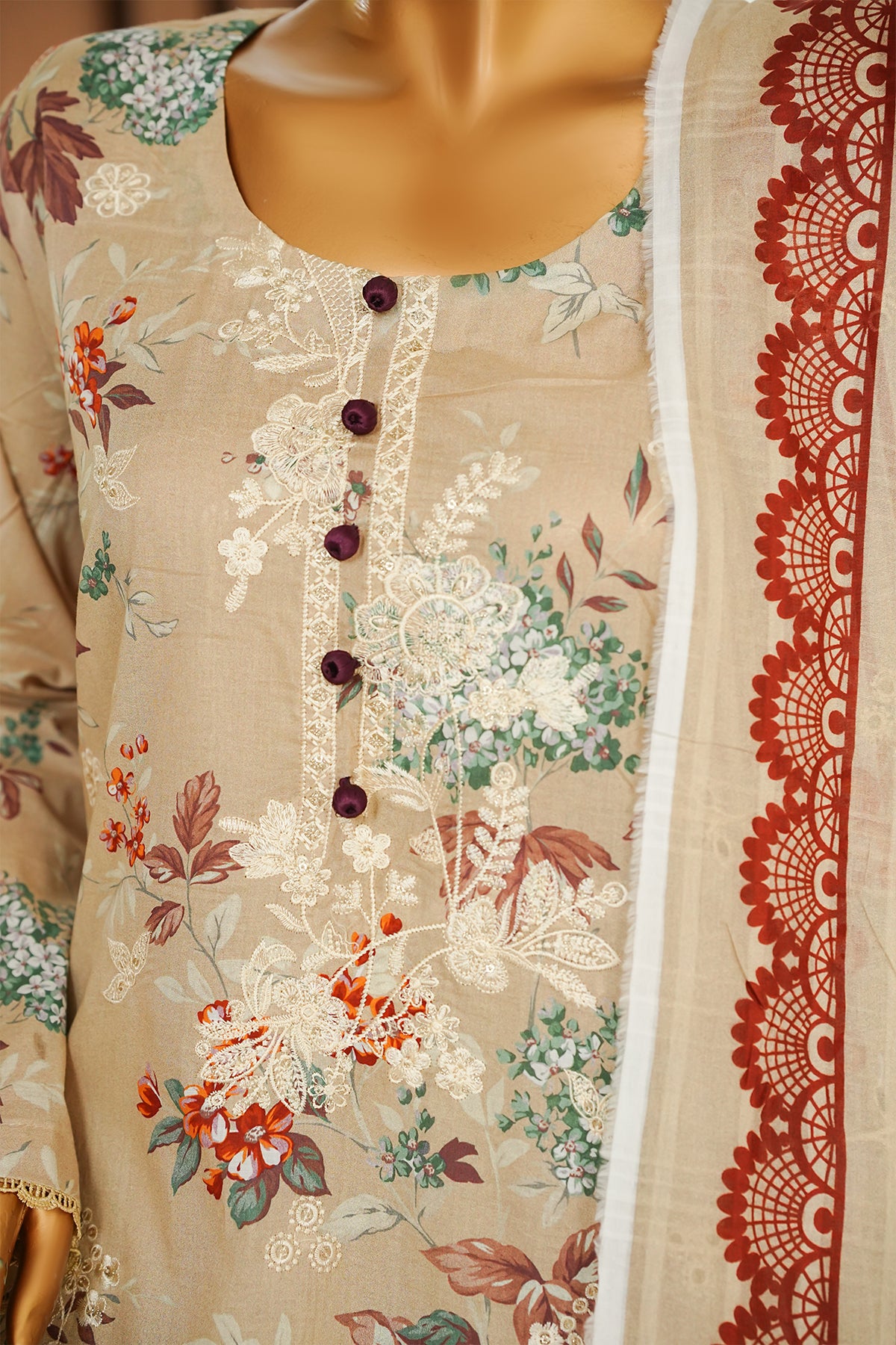 Printed & Embroidered Lawn 3-Pc Suit